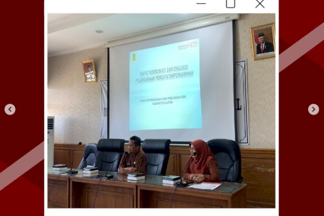 Dinas Dukcapil Klaten laksanakan rapat koordinasi dan evaluasi pelaksanaan pencatatan perkawinan.