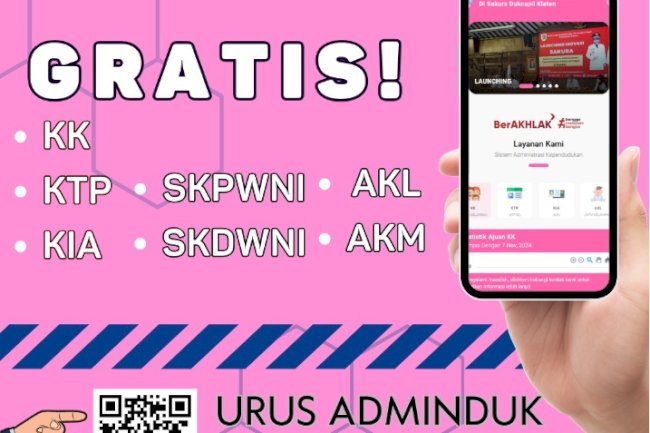 Pemerintah Kabupaten Klaten mengumumkan bahwa seluruh layanan ADMINDUK dapat diakses secara GRATIS oleh masyarakat.