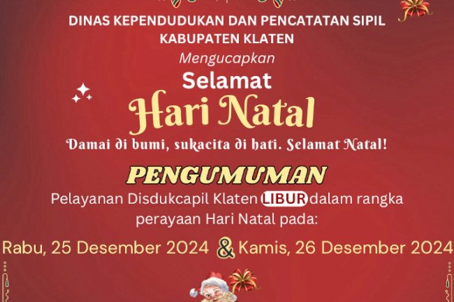 PENGUMUMAN LIBUR NATAL