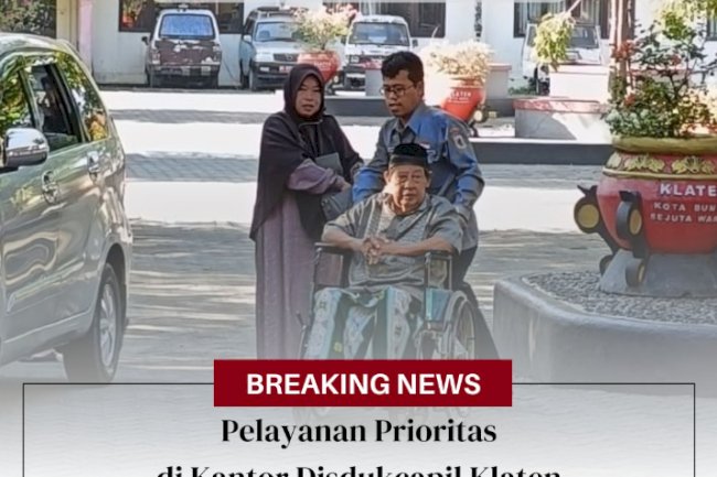 Disdukcapil Klaten melayani dengan hati lewat jalur prioritas.