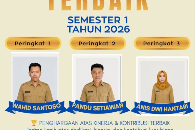 Disdukcapil Kabupaten Klaten Anugerahkan Penghargaan Pegawai Terbaik Semester 1 Tahun 2026