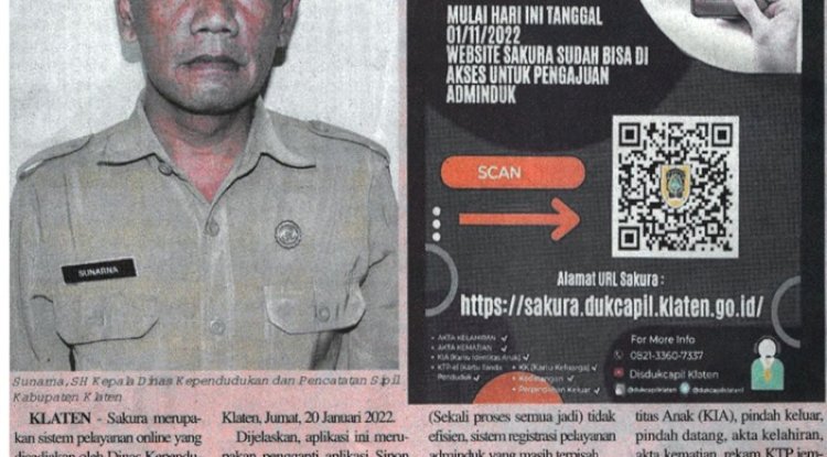 PUBLIKASI SAKURA (PELAYANAN ADMINISTRASI ONLINE) DISDUKCAPIL KLATEN ...