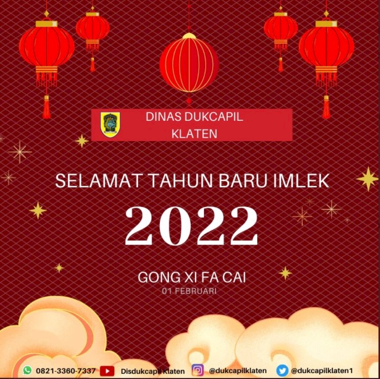 Selamat Tahun Baru Imlek 2022, tahun yang penuh kebahagiaan, kesenangan, kesehatan, kesuksesan, dan kedamaian. Gong Xi Fa Cai bagi yang merayakan.