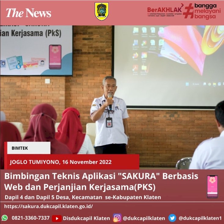 Bimbingan Teknis Aplikasi SAKURA berbasis Web dan Perjanjian Kerjasama.