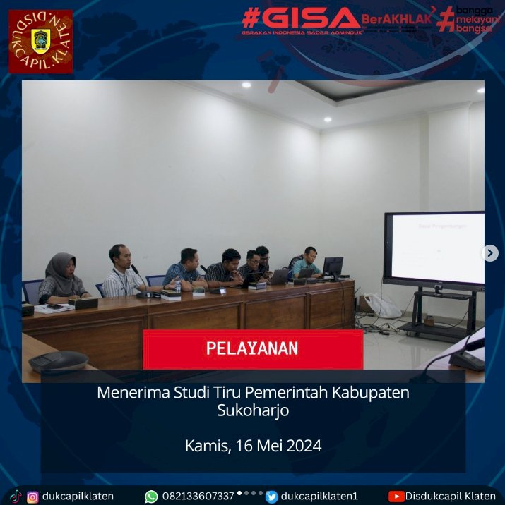 Disdukcapil Klaten menerima Studi Tiru Pemerintah Kabupaten Sukoharjo.