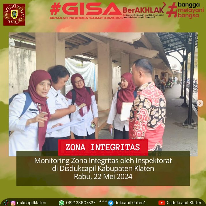 Monitoring Zona Integritas oleh Inspektorat di Disdukcapil Klaten.