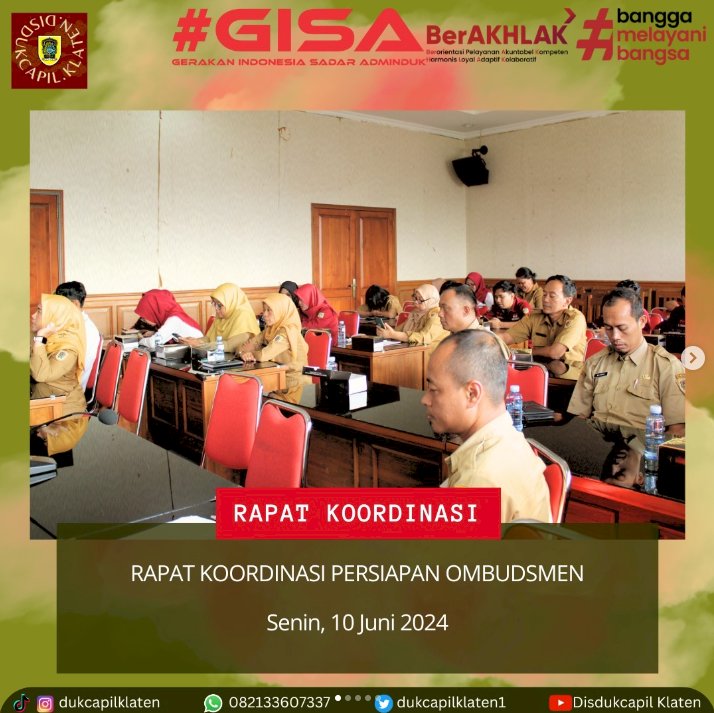 RAPAT KOORDINASI PERSIAPAN OMBUDSMEN DISDUKCAPIL KLATEN