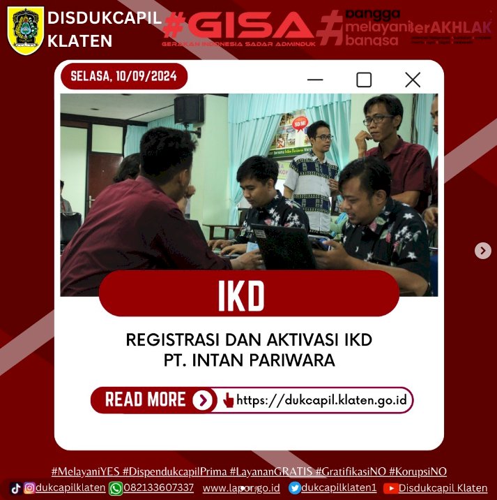 Registrasi dan Aktivasi IKD oleh Dinas Kependudukan dan Pencatatan Sipil Kab. Klaten di PT. Intan Pariwara.