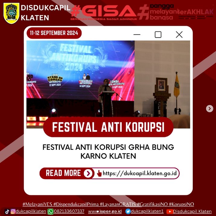 Festival Anti Korupsi Grha Bung Karno Klaten.