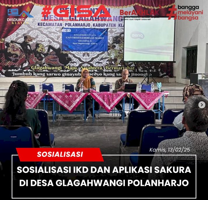 Sosialisasi IKD dan aplikasi sakura di desa glagahwangi polanharjo.