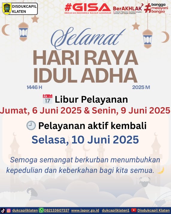 Pengumuman Libur Pelayanan