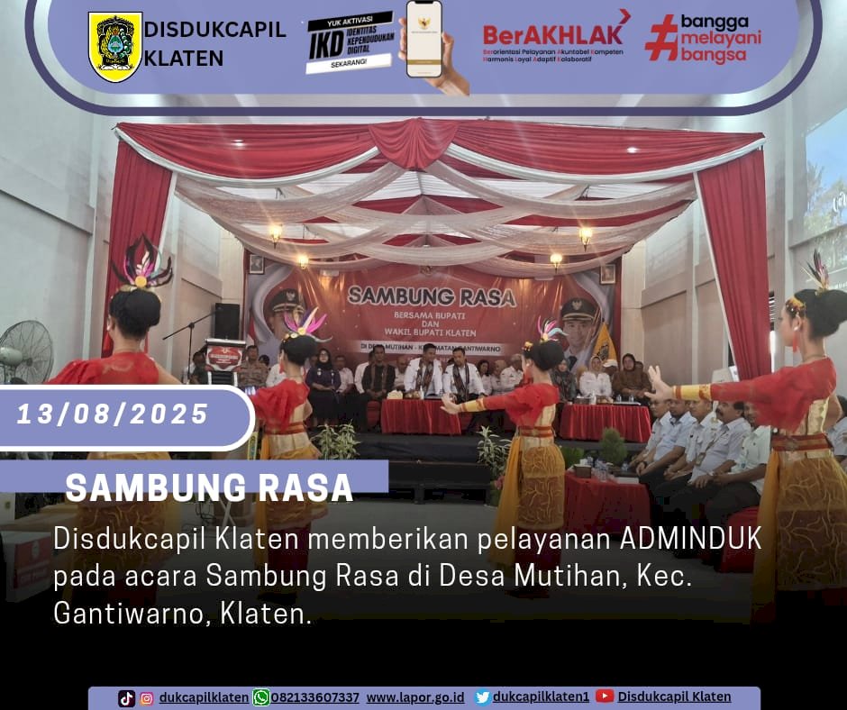 Bupati dan Wakil Bupati Klaten Sambung Rasa Desa Mutihan, Disdukcapil Hadirkan Layanan Adminduk Gratis