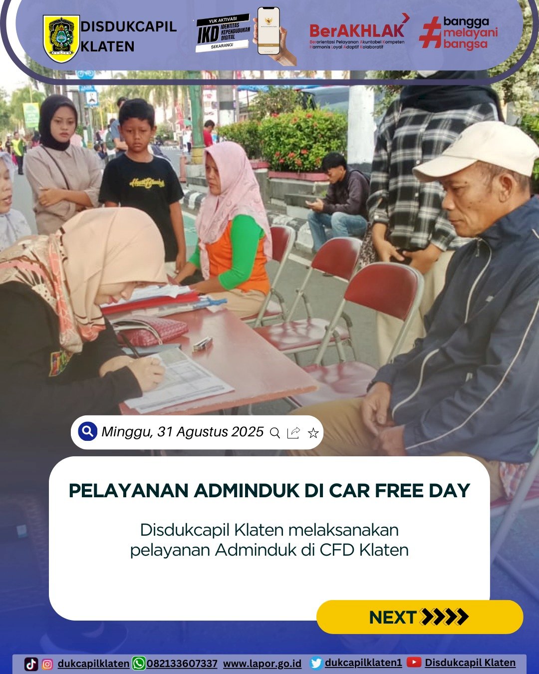Laporan pelayanan CFD. Minggu (31/08/2025)