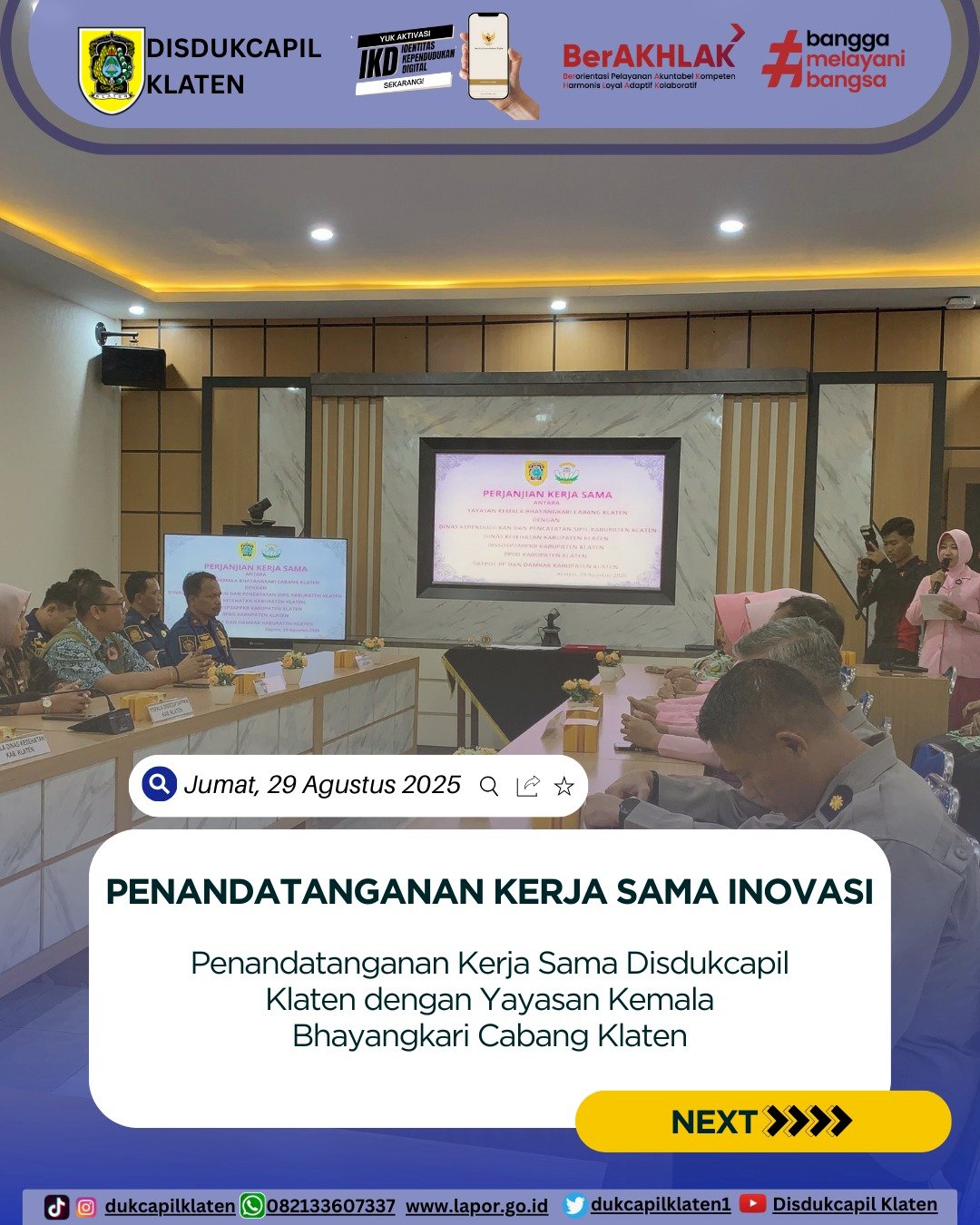 Disdukcapil Klaten Jalin Kerja Sama dengan Yayasan Kemala Bhayangkari Cabang Klaten