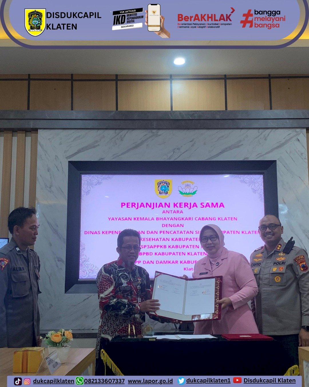 Disdukcapil Klaten Jalin Kerja Sama dengan Yayasan Kemala Bhayangkari Cabang Klaten