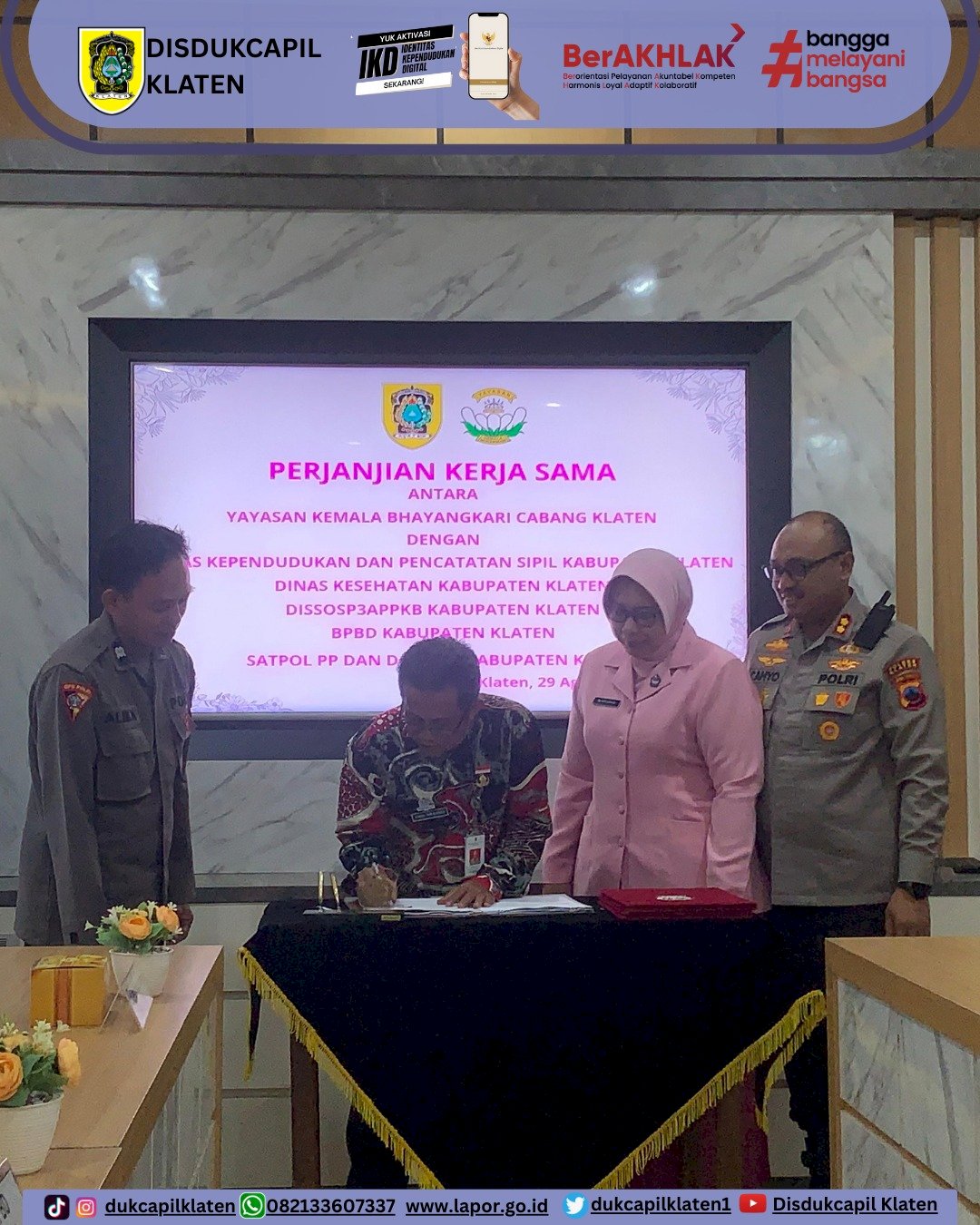 Disdukcapil Klaten Jalin Kerja Sama dengan Yayasan Kemala Bhayangkari Cabang Klaten