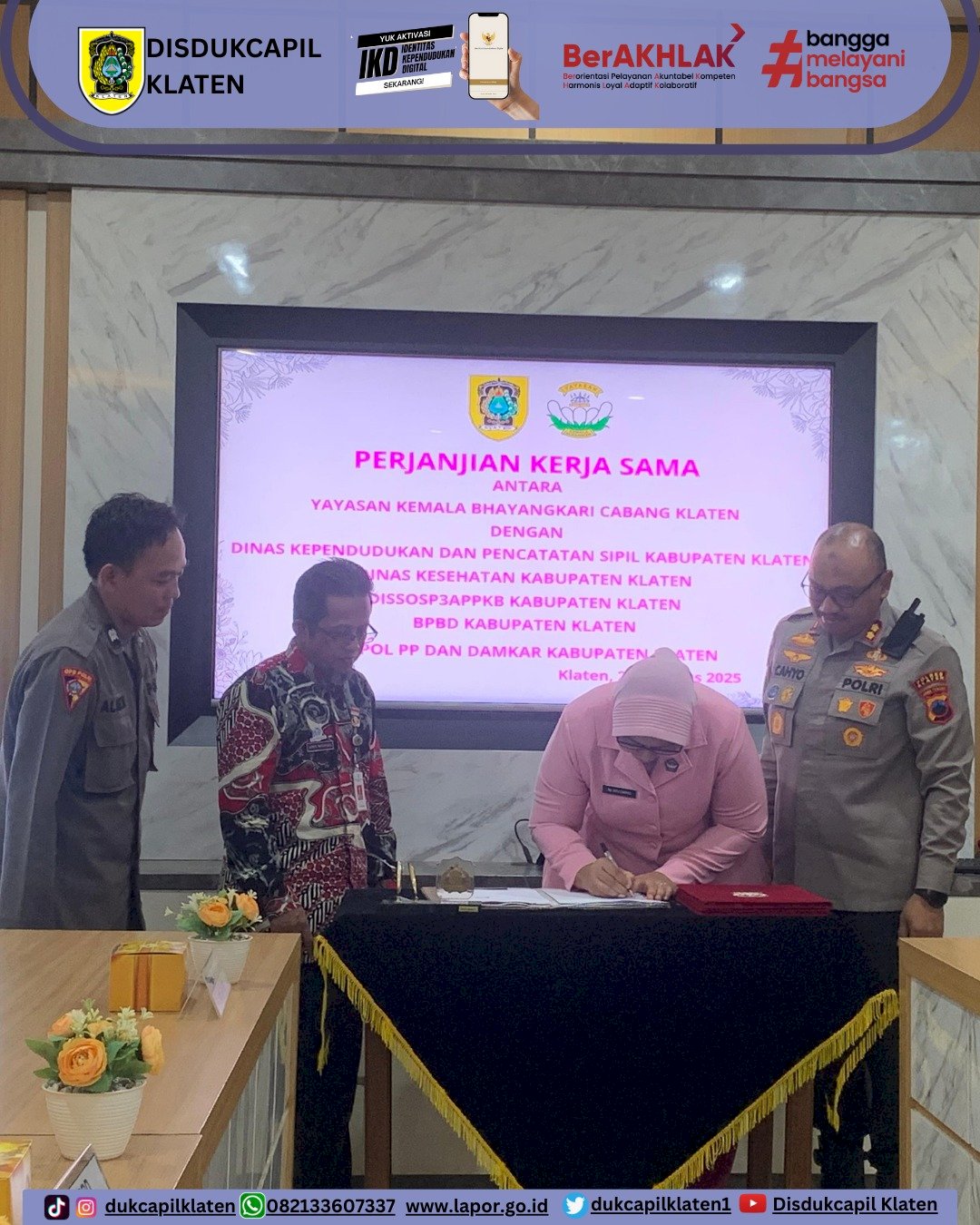 Disdukcapil Klaten Jalin Kerja Sama dengan Yayasan Kemala Bhayangkari Cabang Klaten