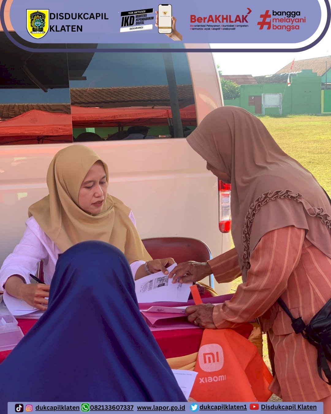 Disdukcapil Klaten hadir memberikan pelayanan adminduk pada kegiatan Sambung Rasa di Desa Sumberejo, Kec. Klaten Selatan, Klaten