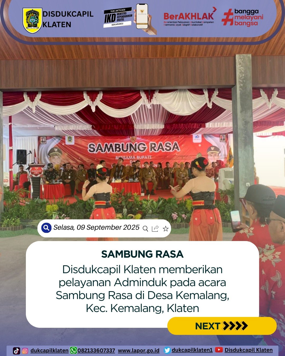Disdukcapil Klaten Berikan Pelayanan Adminduk pada Kegiatan Sambung Rasa di Desa Kemalang