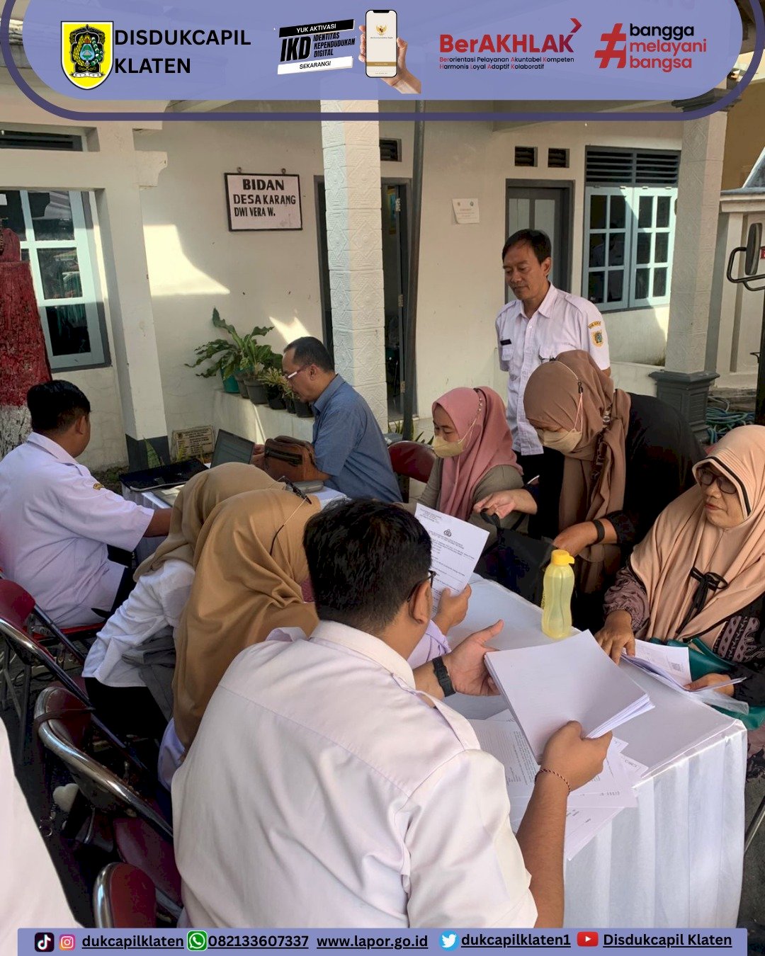Disdukcapil Klaten Berikan Pelayanan Adminduk pada Kegiatan Sambung Rasa di Desa Karang, Kecamatan Delanggu