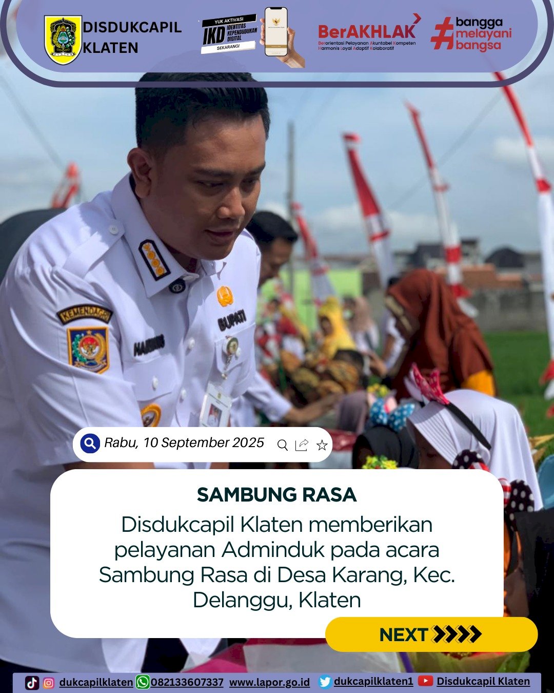 Disdukcapil Klaten Berikan Pelayanan Adminduk pada Kegiatan Sambung Rasa di Desa Karang, Kecamatan Delanggu