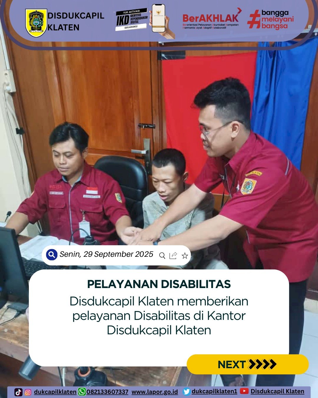 Pelayanan Disabilitas Disdukcapil Kabupaten Klaten