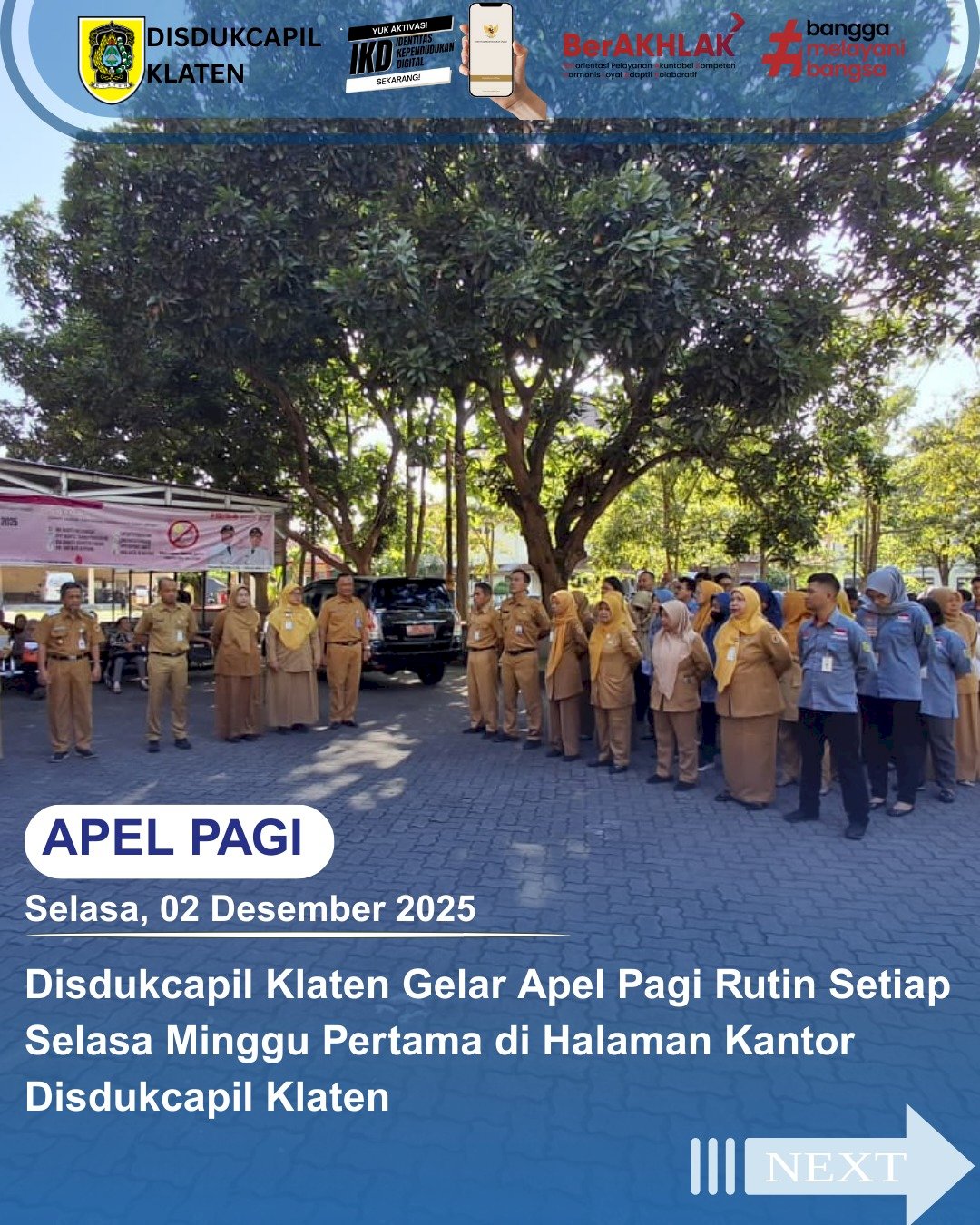 Disdukcapil Klaten Melaksanakan Apel Pagi 