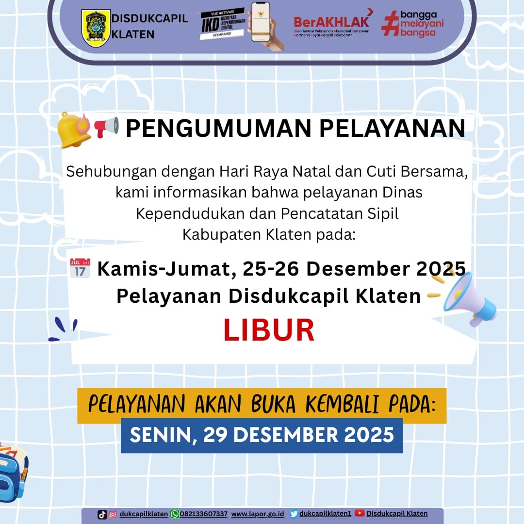 PENGUMUMAN PELAYANAN