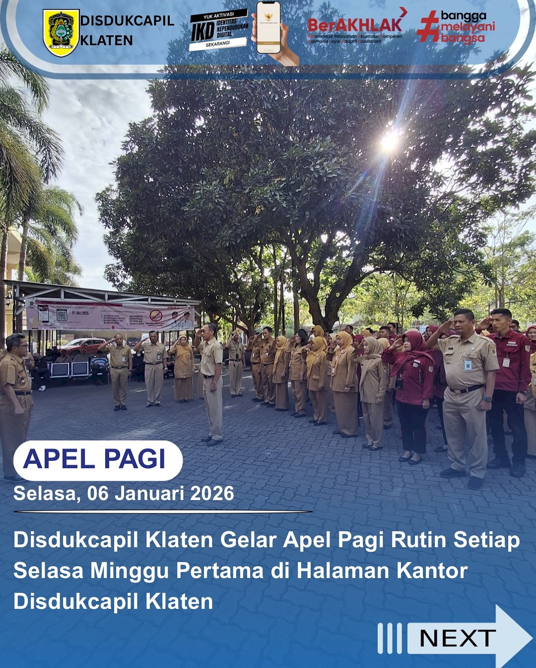 Disdukcapil Klaten Melaksanakan Apel Pagi 