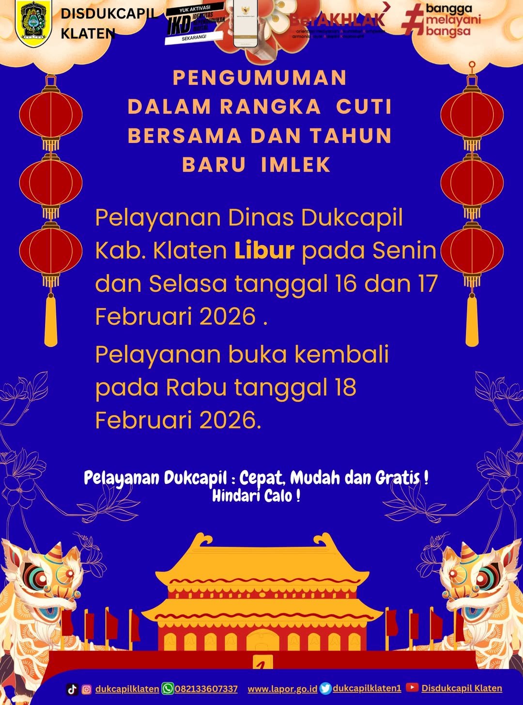 PENGUMUMAN PELAYANAN