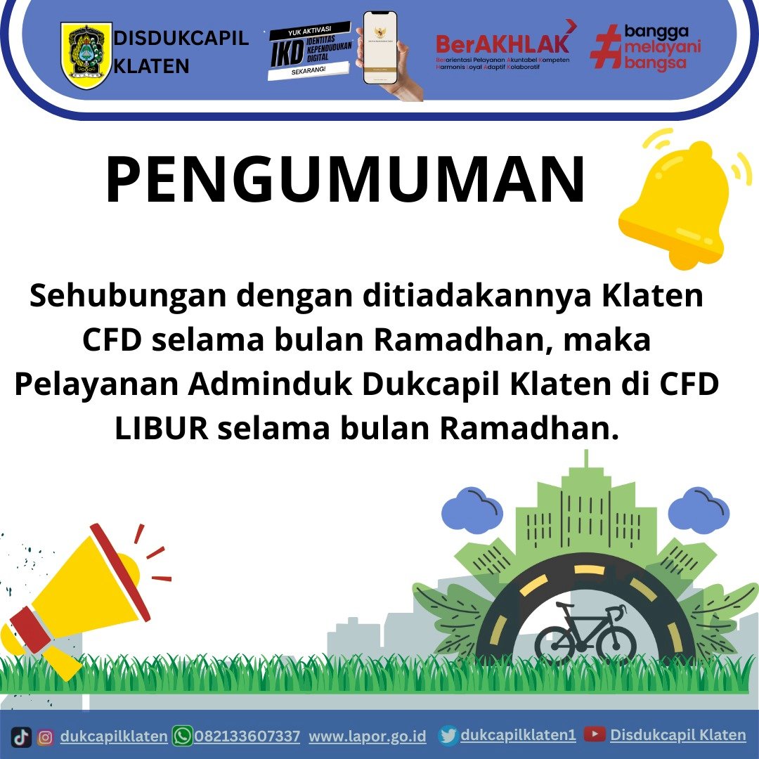 PENGUMUMAN PELAYANAN CarFreeDay (CFD)