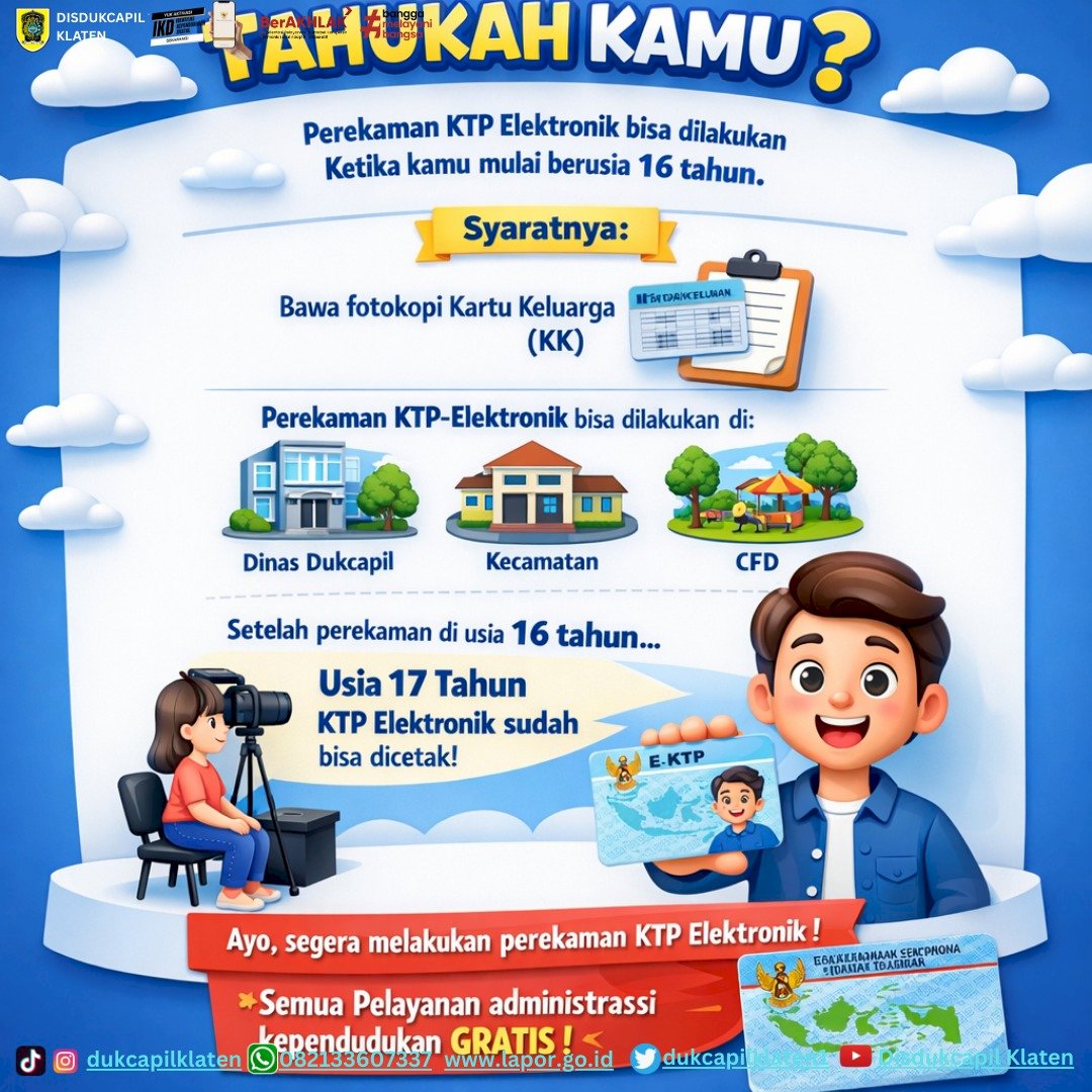 Perekaman KTP Elektronik Bisa Dilakukan Ketika Kamu Mulai Berusia 16 Tahun