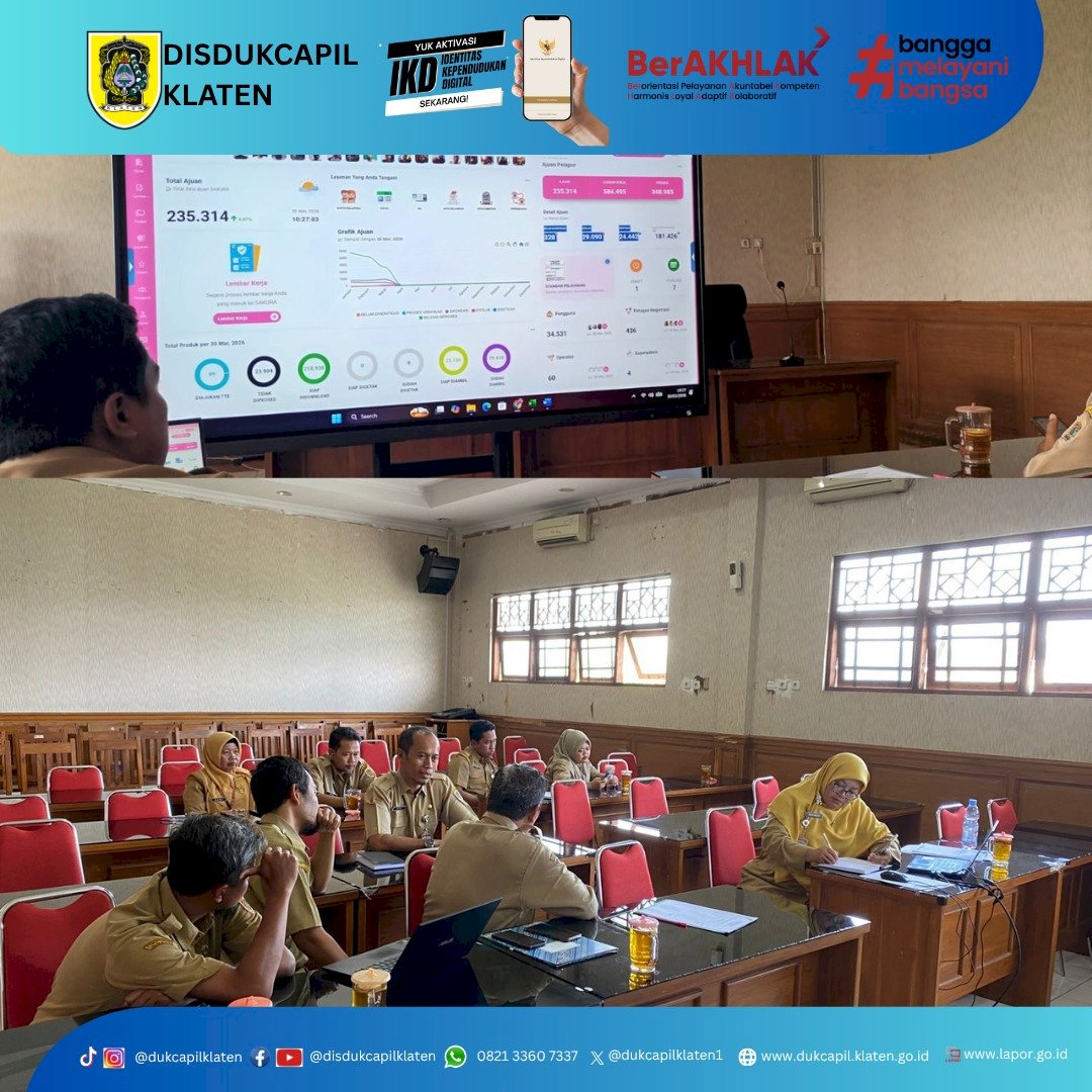  Dinas Dukcapil Klaten mengadakan Rapat Koordinasi Tindak Lanjut Hasil Audit Sakura & Rencana Pengembangan Sakura Tatap Muka dengan Dinas Kominfo Kab. Klaten