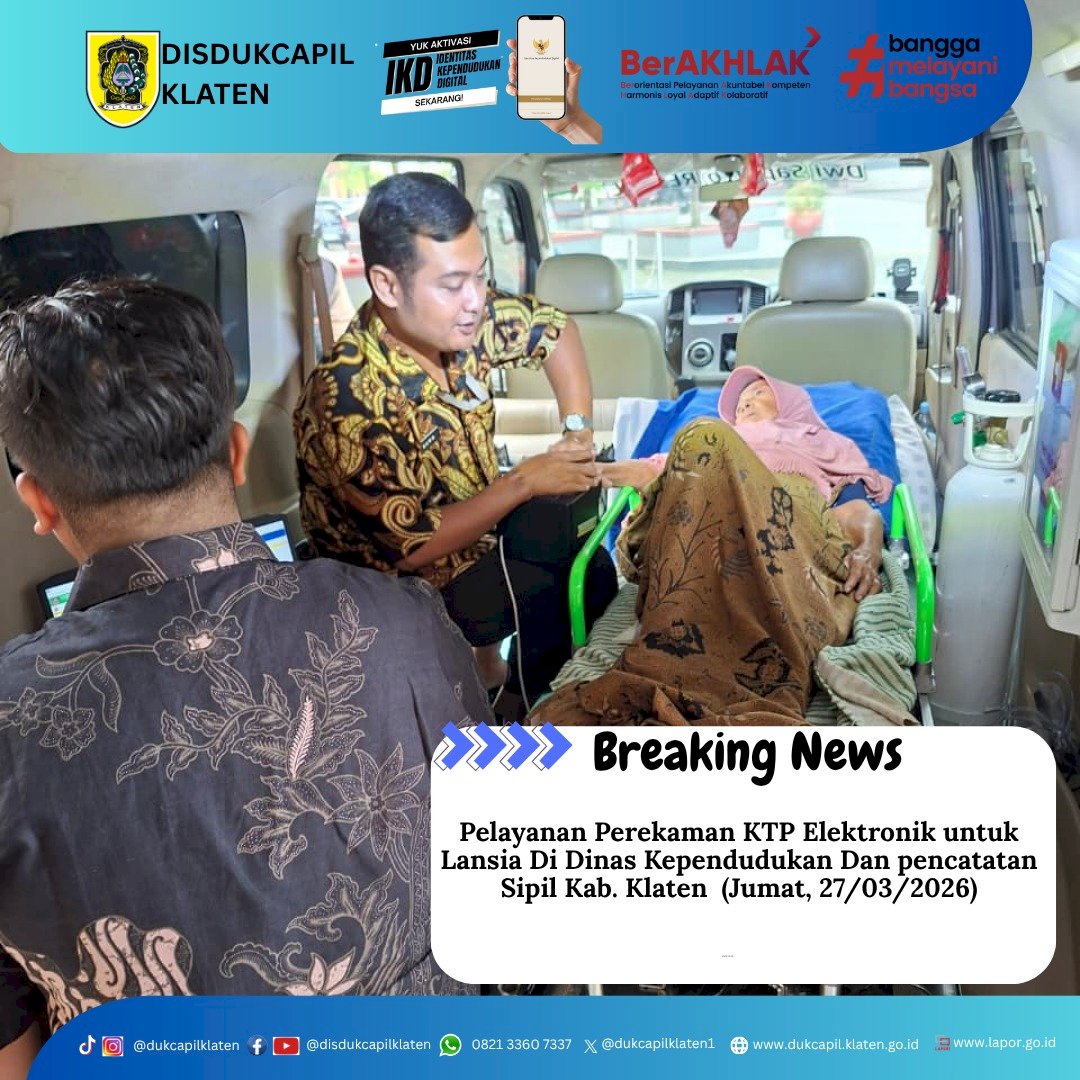 Disdukcapil Klaten memberikan pelayanan perekaman KTP-El bagi lansia 