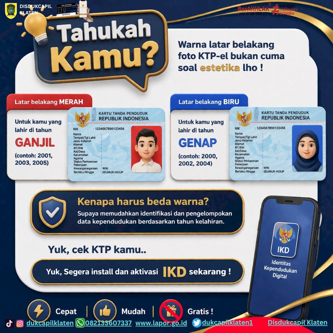 Arti Warna latar belakang foto KTP-El