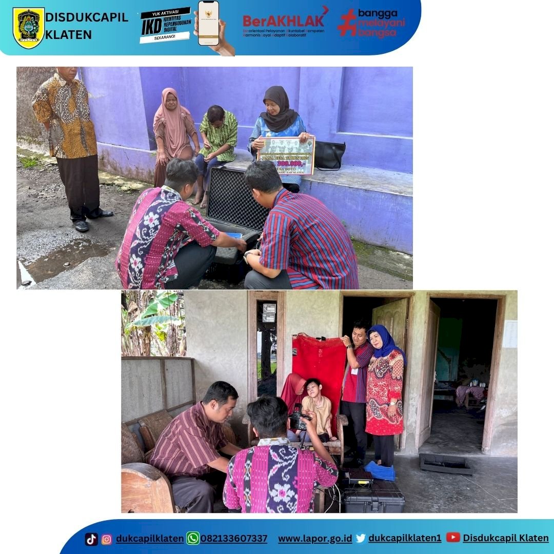 Disdukcapil Klaten memberikan Pelayanan Jemput Bola Rekam KTP-El bagi Lansia dan Penyandang Disabilitas 