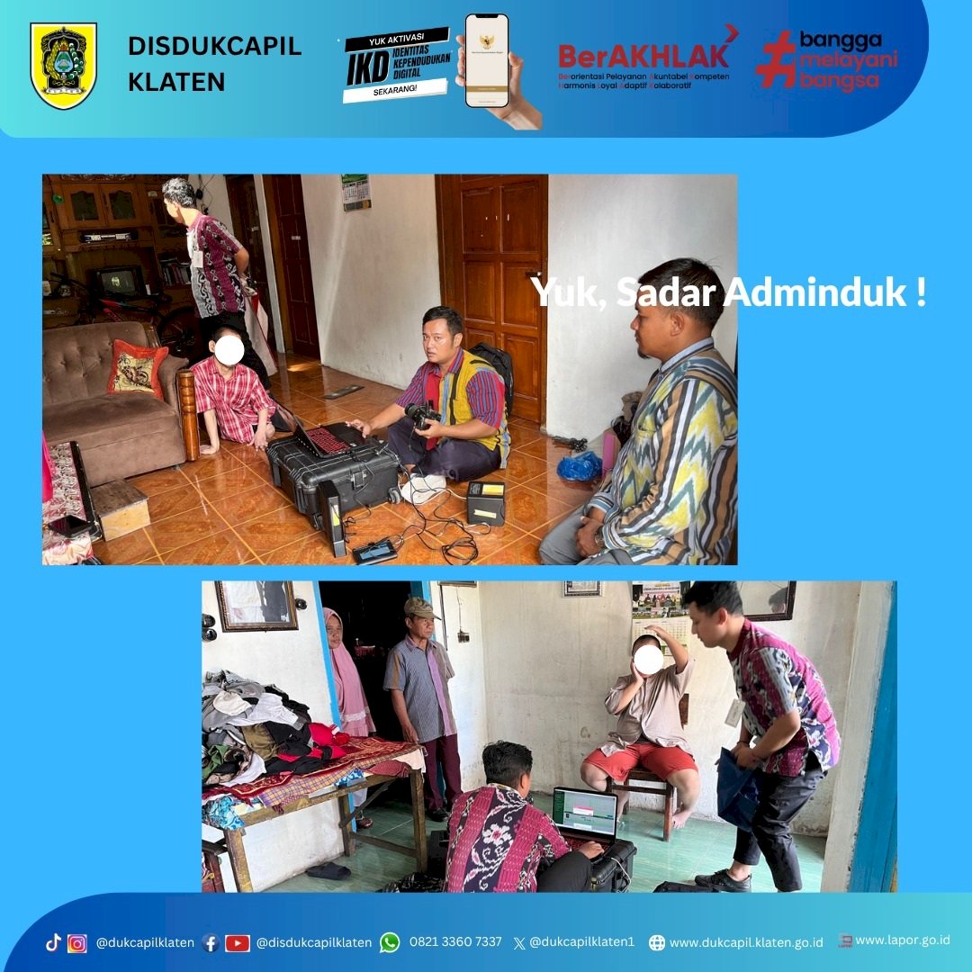Disdukcapil Klaten memberikan Pelayanan Jemput Bola Perekaman KTP Elektronik untuk Lansia dan Penyandang DIsabilitas
