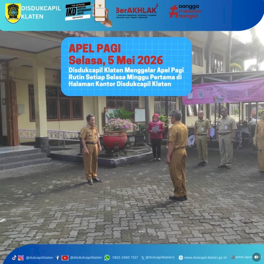 Disdukcapil Klaten Melaksanakan Apel Pagi Rutin Setiap Selasa di Minggu Pertama