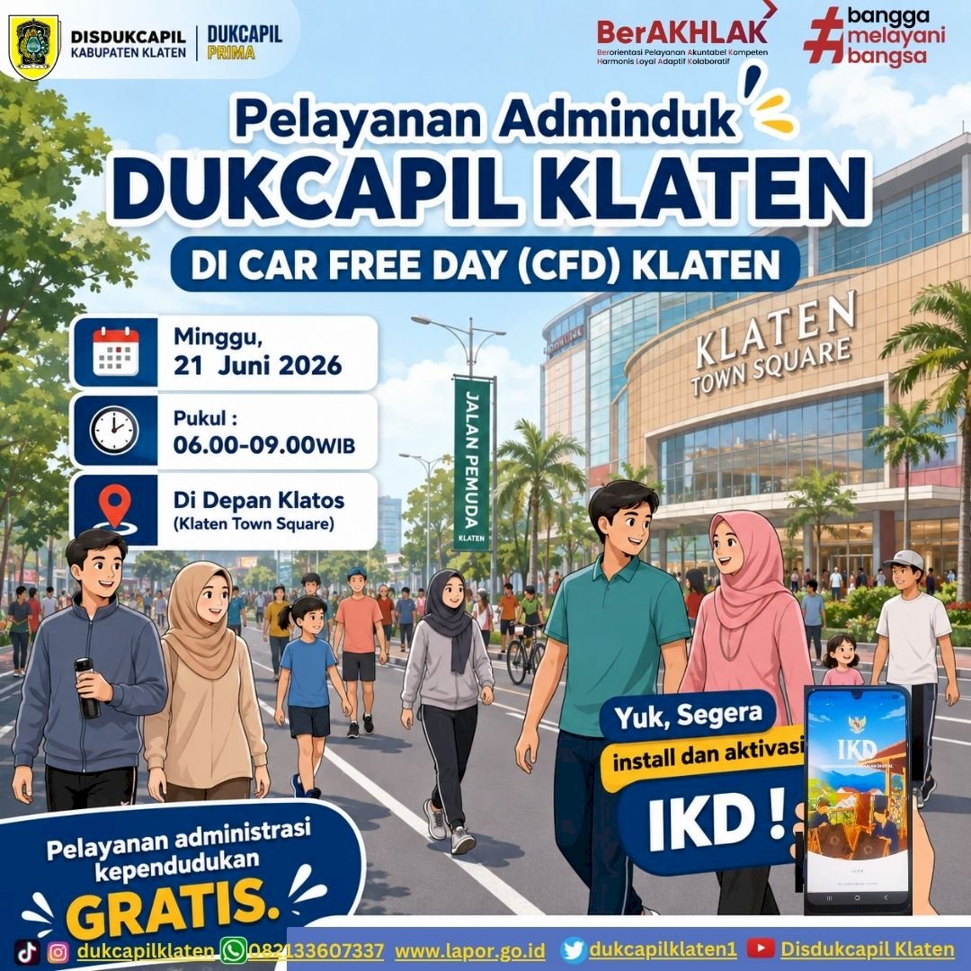 Dukcapil Klaten in Car Free Day (CFD)