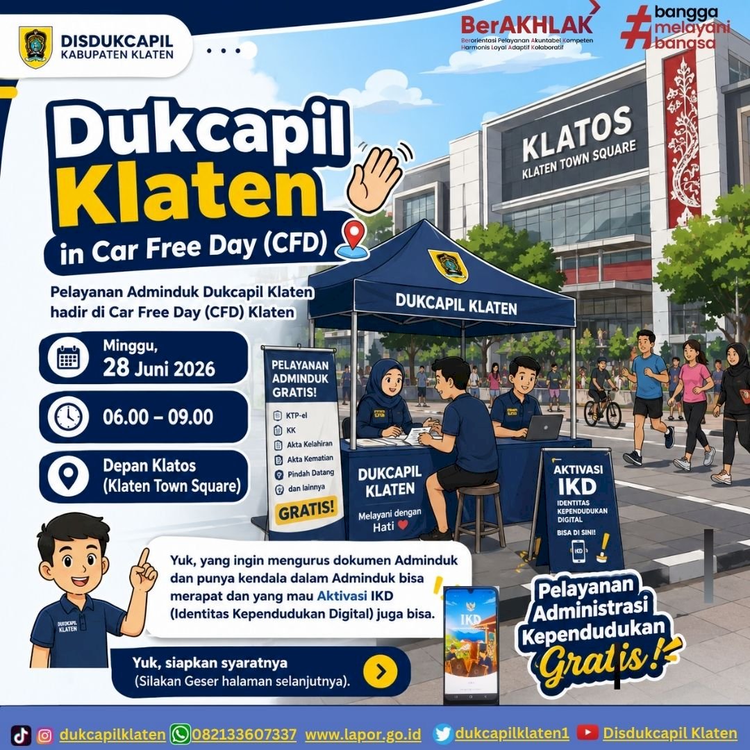 Dukcapil Klaten in Car Free Day (CFD)