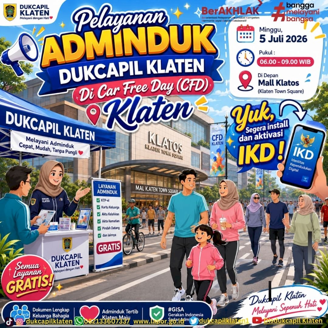 Dukcapil Klaten in Car Free Day (CFD)
