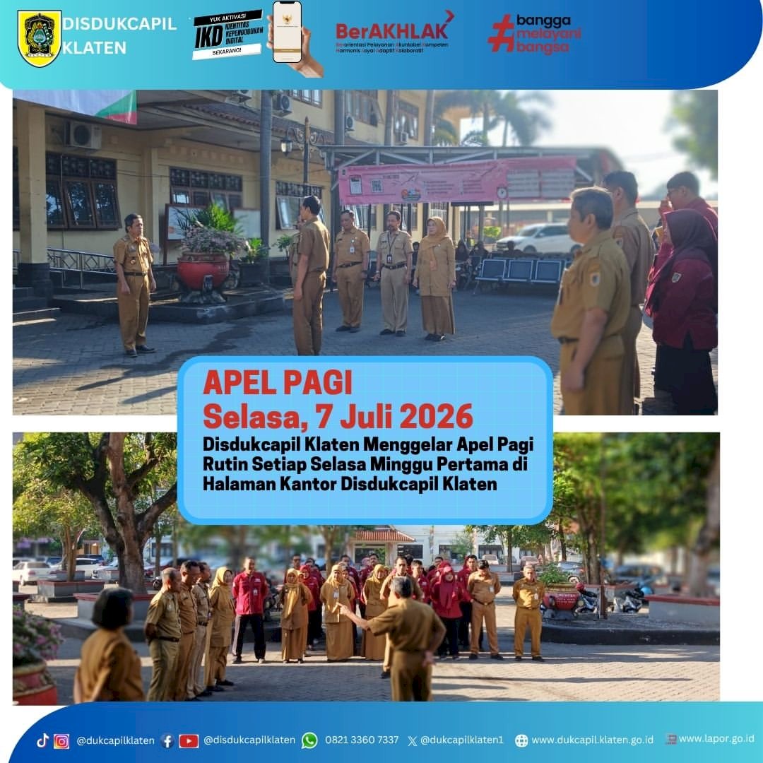 Disdukcapil Klaten Melaksanakan Apel Pagi