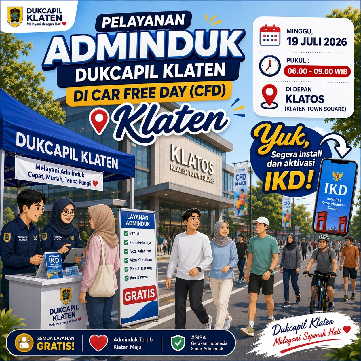Dukcapil Klaten in Car Free Day (CFD)