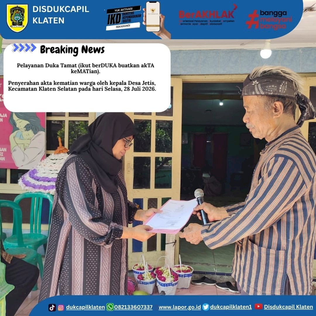 LAYANAN DUKA TAMAT (IKUT BERDUKA BUATKAN AKTA KEMATIAN)