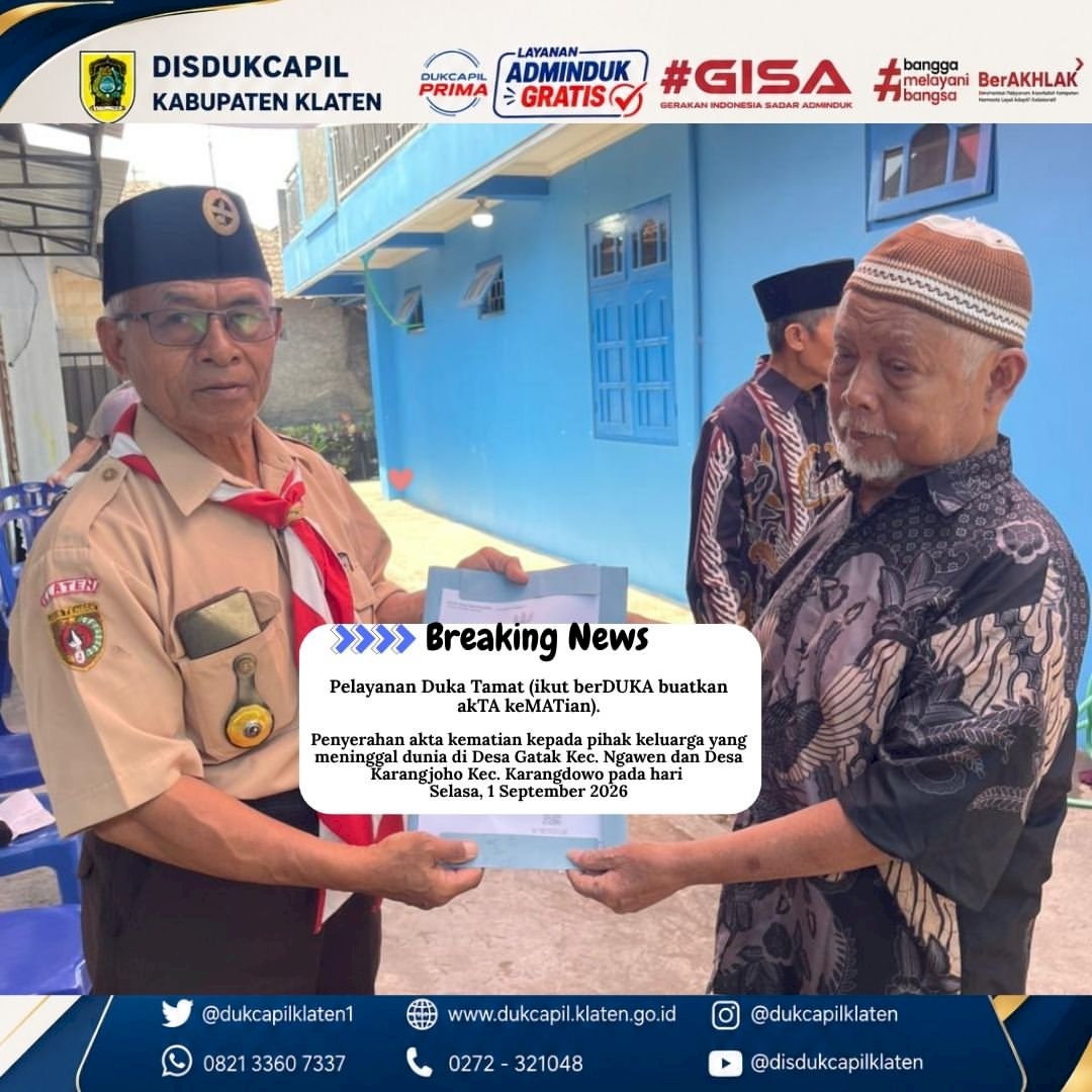DUKA TAMAT “Ikut berDUKA, buatkan akTA keMATian.”