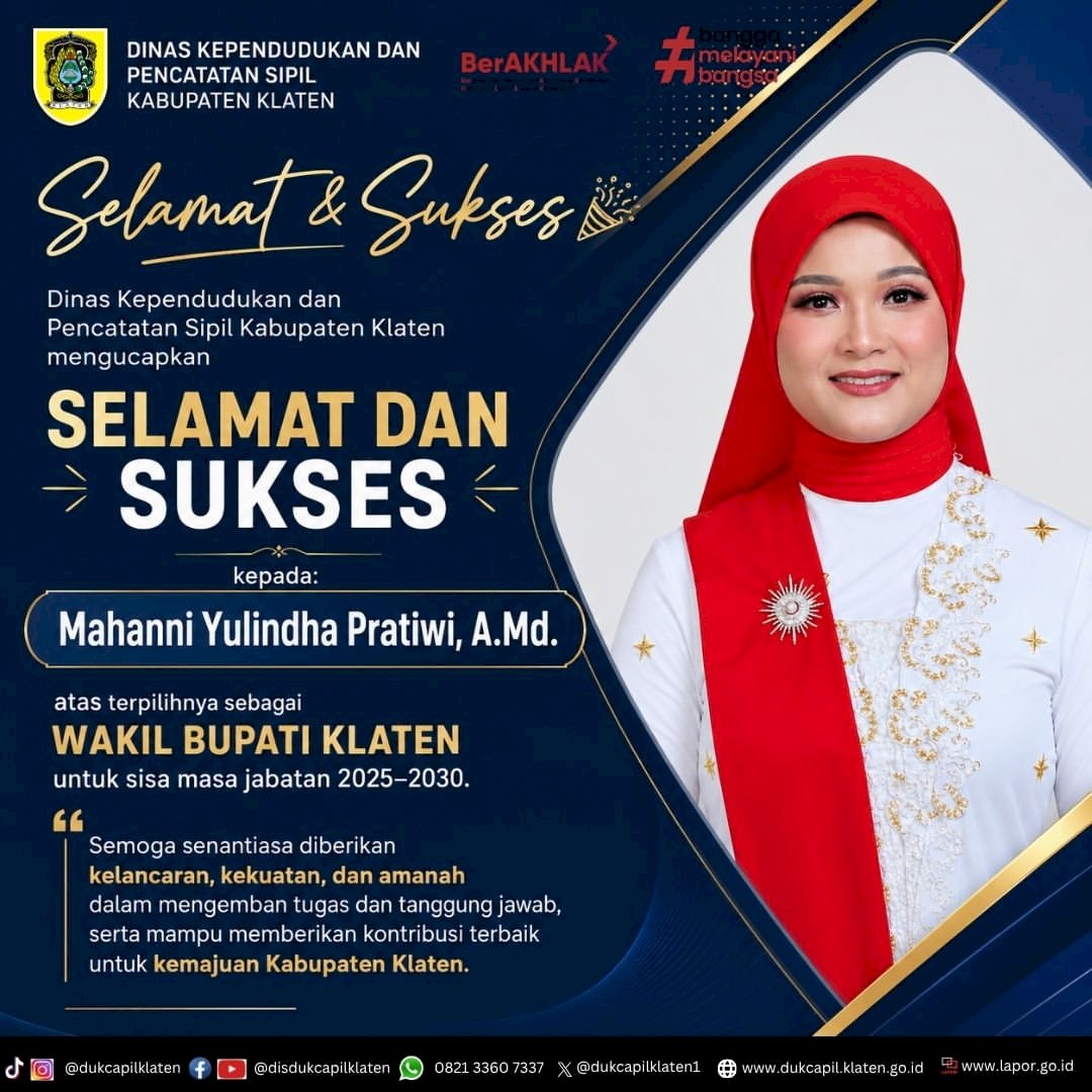 Selamat dan Sukses atas Terpilihnya Wakil Bupati Klaten