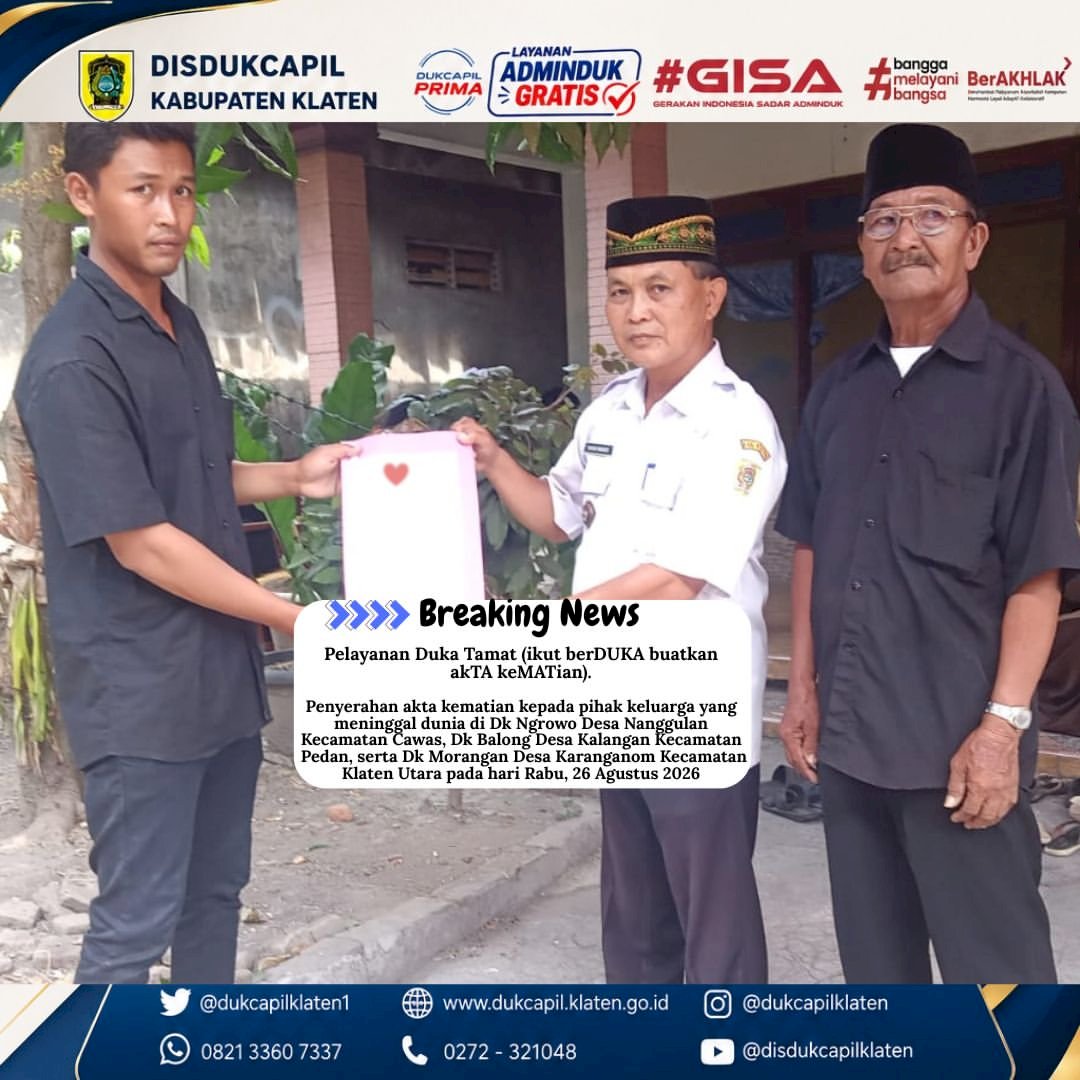 Duka Tamat "ikut berDUKA buatkan akTA keMATian"