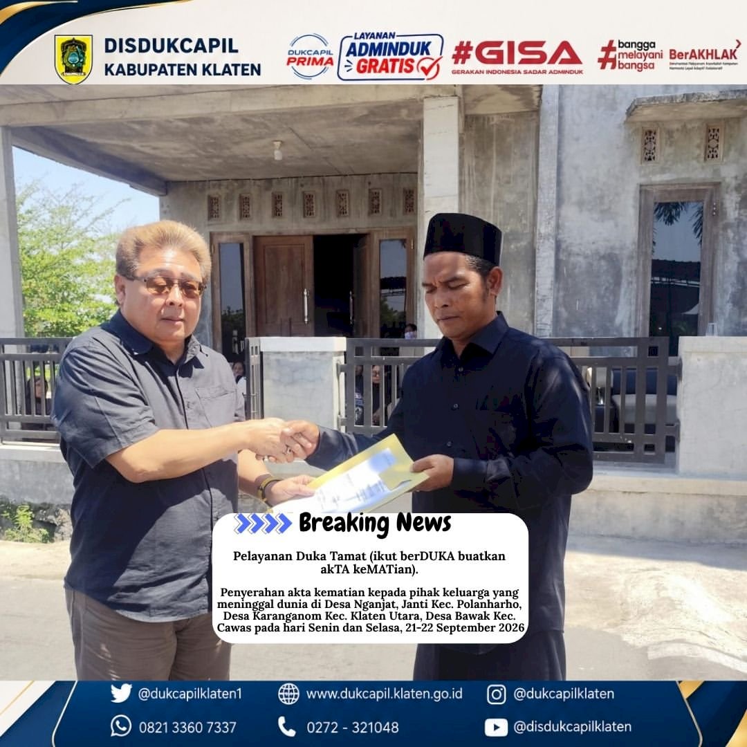 DUKA TAMAT “Ikut berDUKA, buatkan akTA keMATian.”