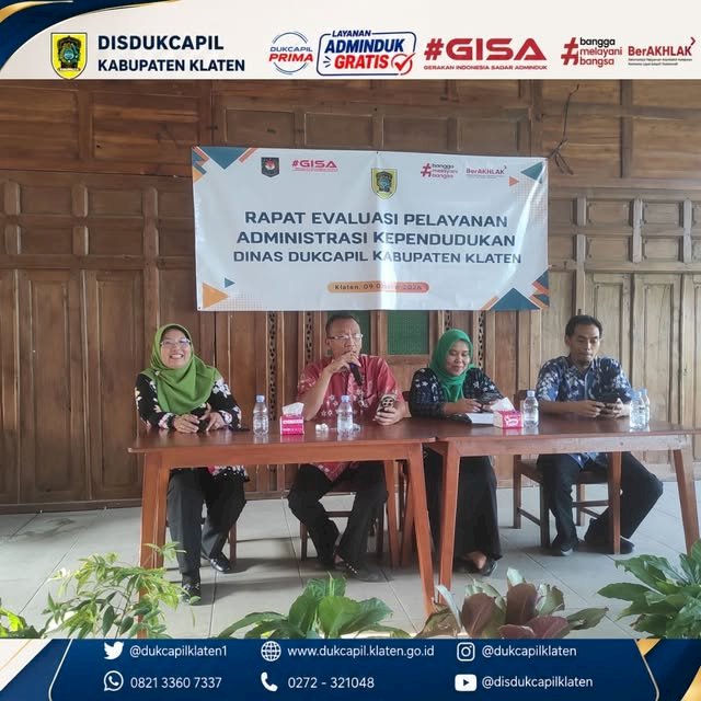 RAPAT EVALUASI DAN BIMBINGAN TEKNIS PENINGKATAN KUALITAS PELAYANAN TATAP MUKA ADMINISTRASI KEPENDUDUKAN