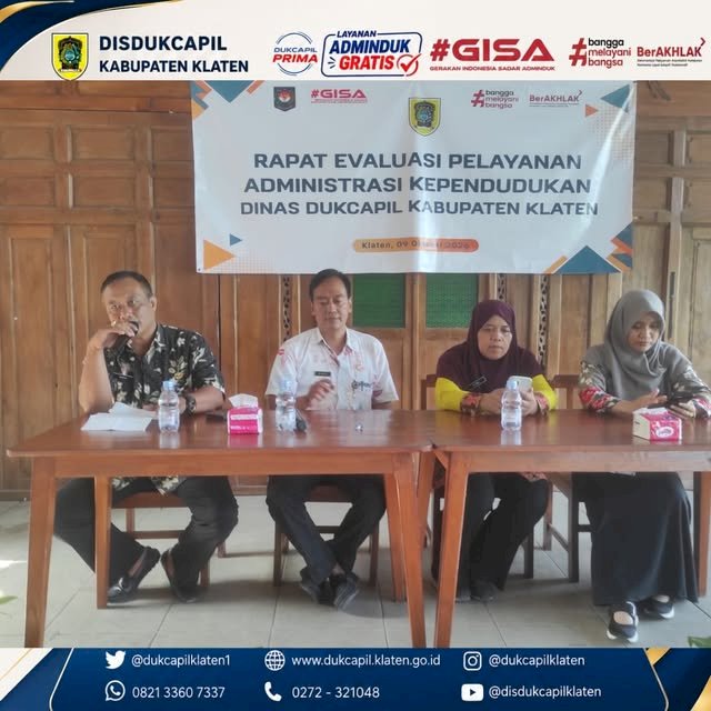 RAPAT EVALUASI DAN BIMBINGAN TEKNIS PENINGKATAN KUALITAS PELAYANAN TATAP MUKA ADMINISTRASI KEPENDUDUKAN